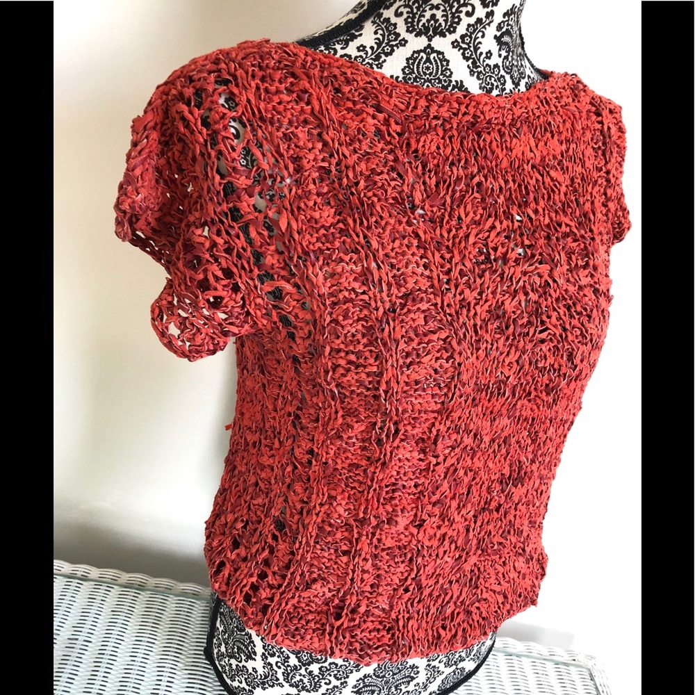 Neiman Marcus NWOT Woven Florentine leather sweater lightweight size S-M